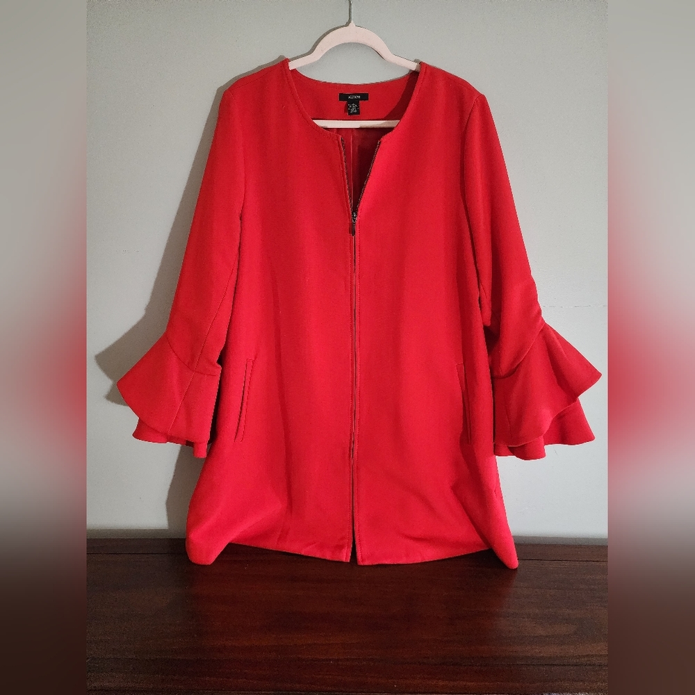 ALFANI - L - FABULOUS RED COAT - FLUTTER SLEEVE